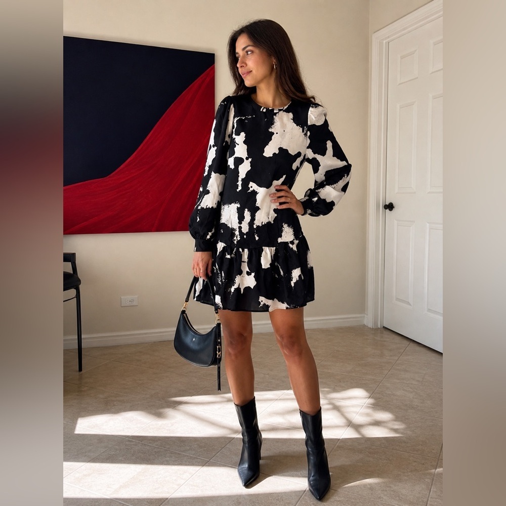 Alexis Monochrome Long Sleeve Dress